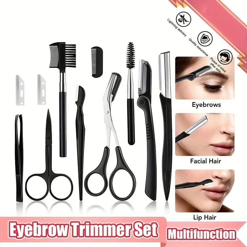 Ensemble de tondeuses à sourcils, ciseaux, pincettes, rasoir, grattage, peigne à sourcils, pince à sourcils, outils de maquillage, 3/4/5/11/12 pièces — image 1