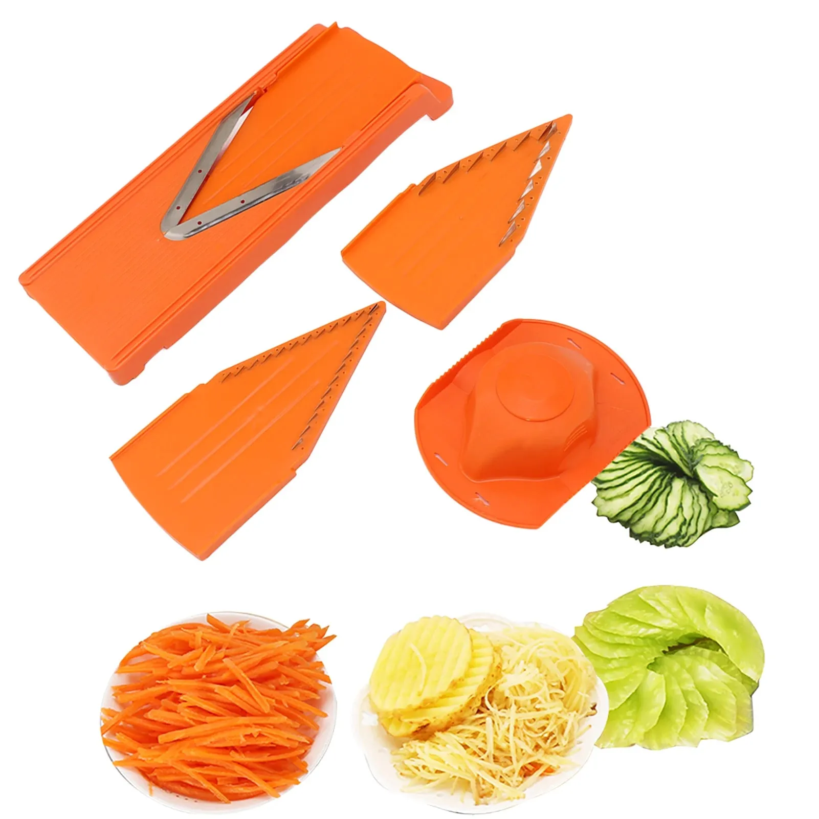 Taglierina per mandolina con lama a V Tagliaverdure Lama in acciaio inossidabile Protezione per le mani Strumento di cottura Pratico grande telaio per la cucina — image 5