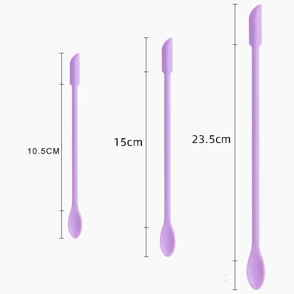3st Bärbar Mini Silikonskrapa Dubbelhuvud Mjuk Kosmetisk Grävsked Förlängd Jam Skrapskedar Sminkborstar Set — image 5