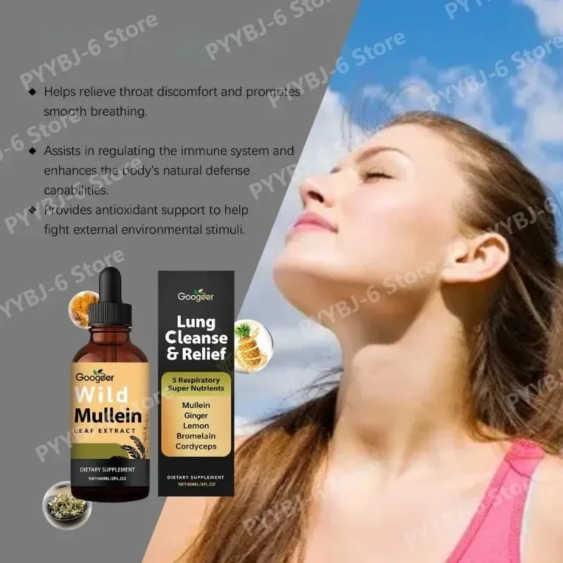 Extracto de hoja de gordolobo, gotas líquidas, soporte completo para el bienestar a base de hierbas, suplemento dietético diario Natural, cuidado diario, 60ml — image 4