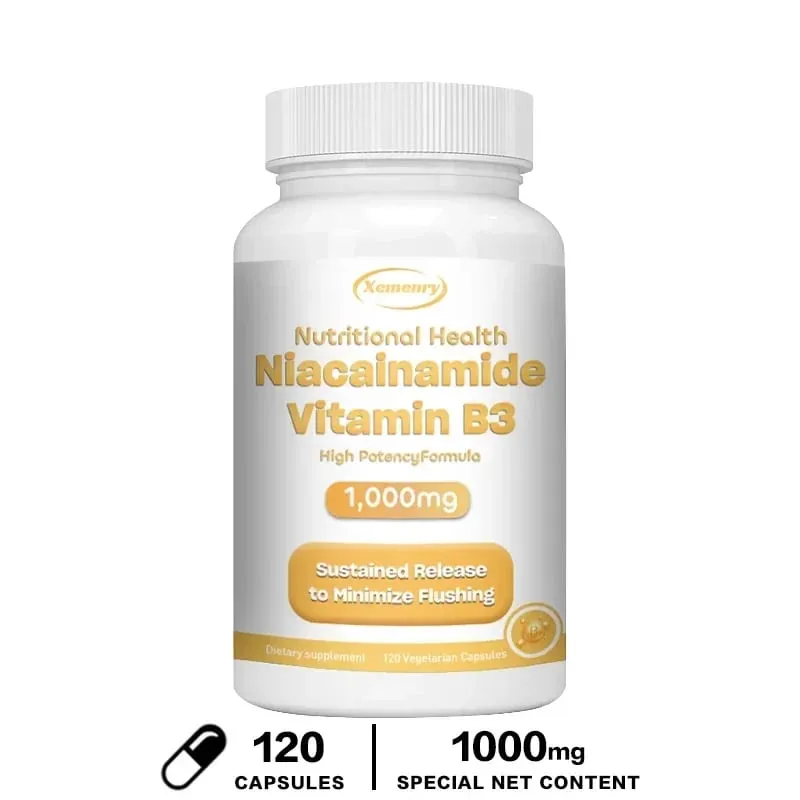 Capsules de niacinamide vitamine B3 – Soutient la fonction cérébrale et la santé cardiaque, stimule la production d'énergie et améliore l'immunité.