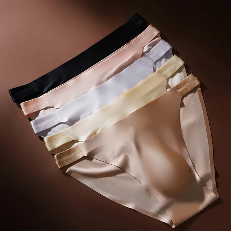 Slip da uomo senza cuciture ad asciugatura rapida Intimo tinta unita Seta di ghiaccio Mutande leggere e sottili Mutandine sexy traspiranti 3D Pouch Undies — image 7
