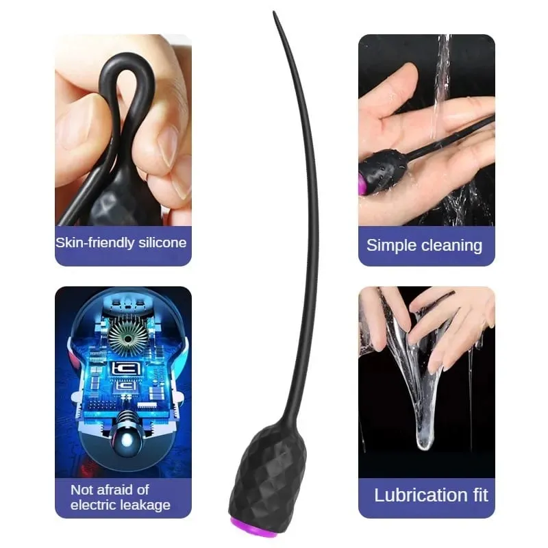 ยาว Urethral Vibrator Catheter ท่อปัสสาวะเสียง Dilator นวด 10 ความเร็ว Dildo Vibrator Catheter อวัยวะเพศชาย Plug เพศของเล่นสำหรับผู้ชายเกย์ — image 3