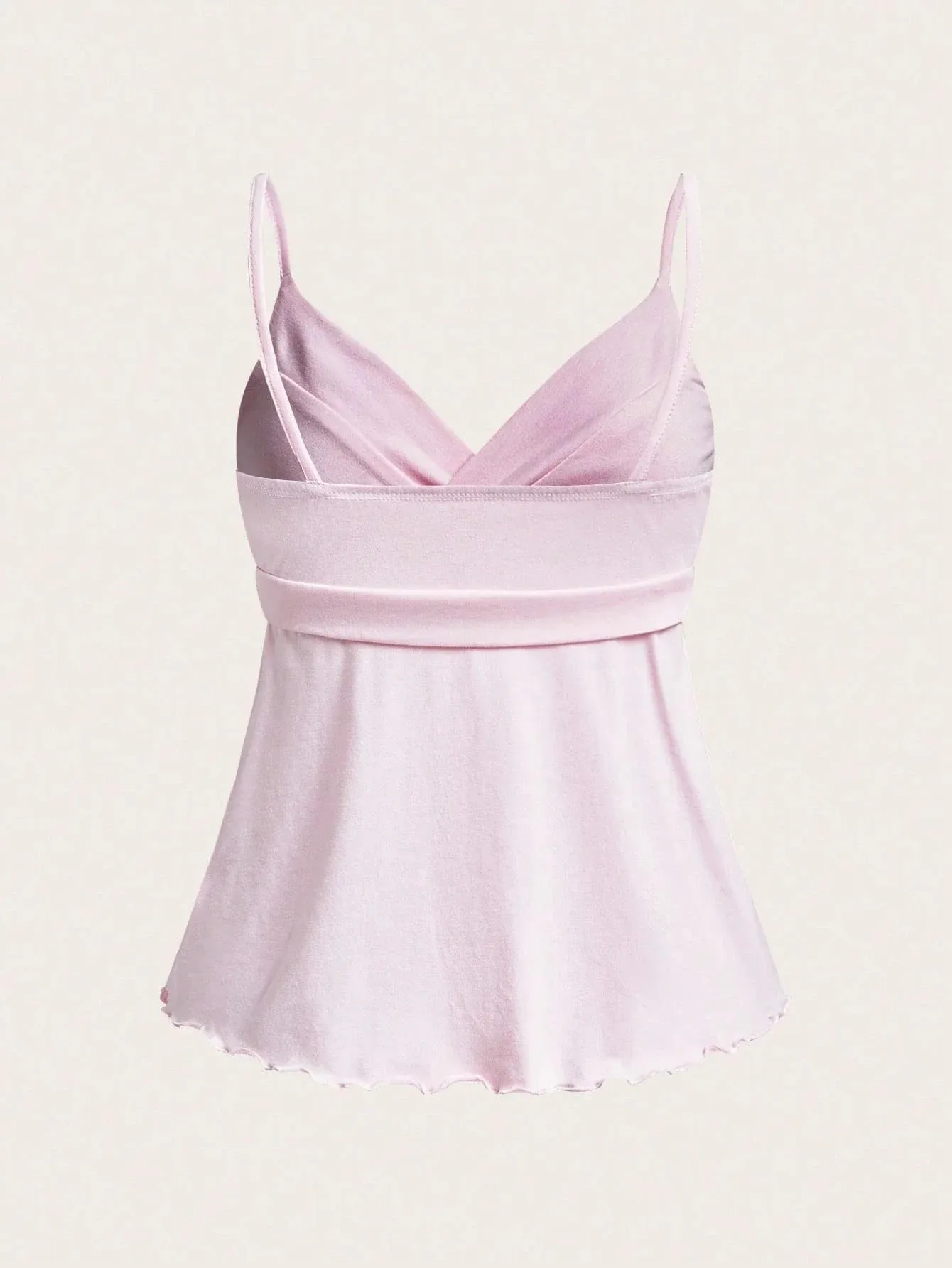 Women's Sexy Backless Side Tie-Strap Decor V-Neck Ruched Hem Cami Top Casual Slim Fit Solid Color A-Line Top Summer 2026 — image 8