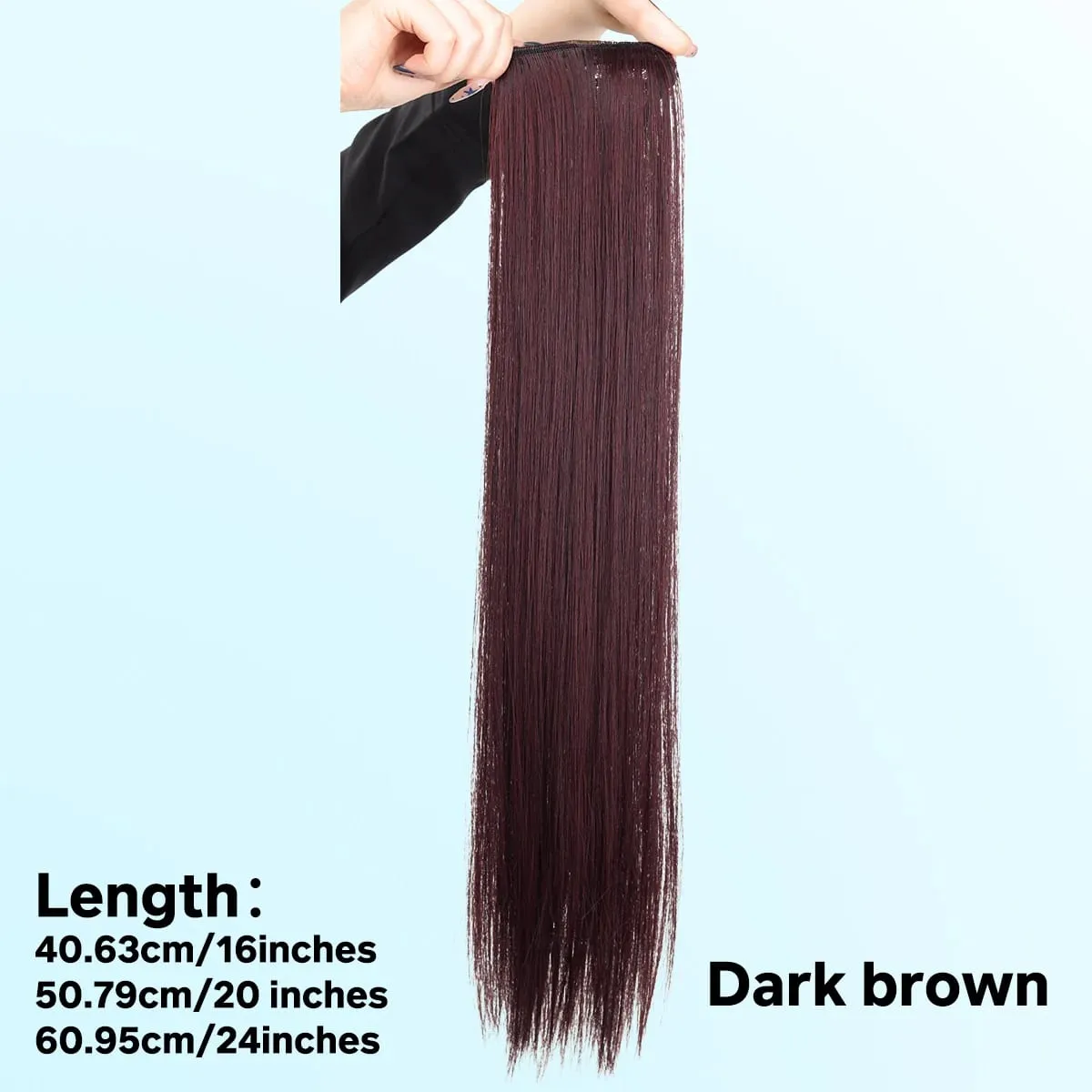 1pcs synthetic 16“20"24“ clip hair extension piece wig women's lightweight top replacement long straight hair