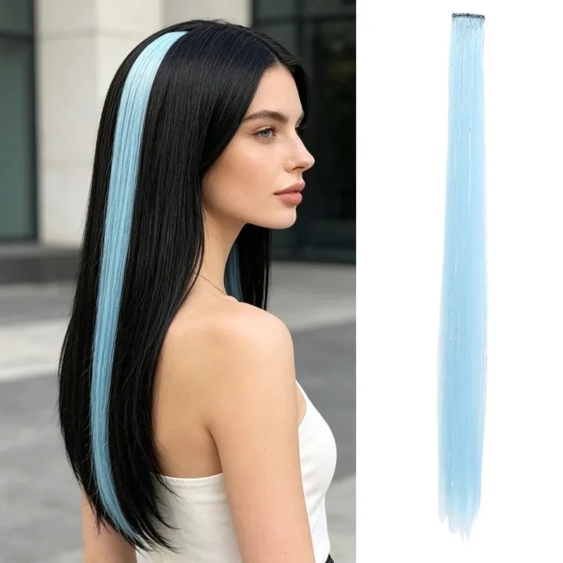 Clip BB nelle estensioni dei capelli sintetici con fili d'argento laser Pezzi di capelli colorati lucenti per l'uso quotidiano delle feste Nessun danno