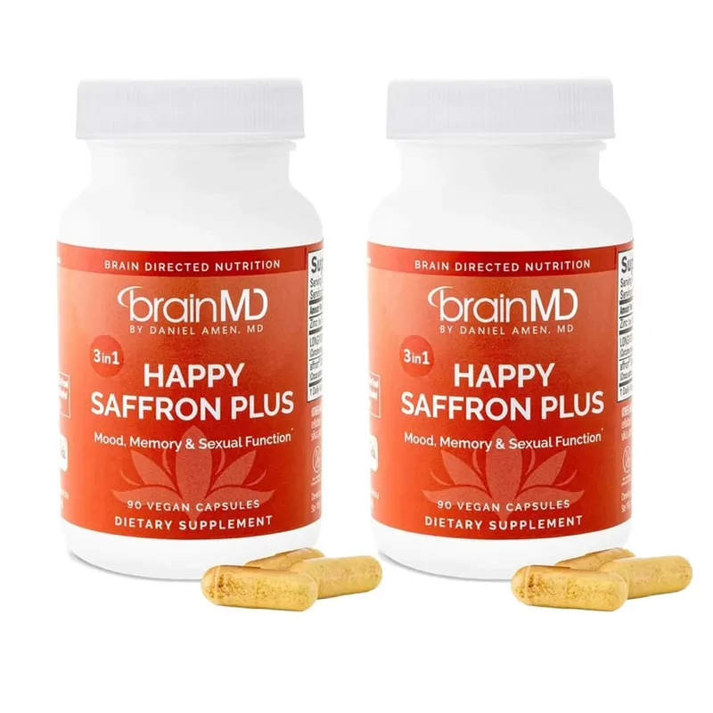 Suplemento Happy Saffron Plus para memória de humor - 90 cápsulas - com extrato de flor de açafrão, curcumina e zinco - vegano sem glúten — image 7