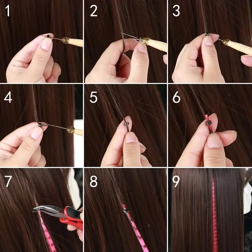 50 Strands/Pack Synthetic Colored I-Tip Stick Feather Hair Extensions Straight Hair 16 Inch For Women High Temperature Fiber