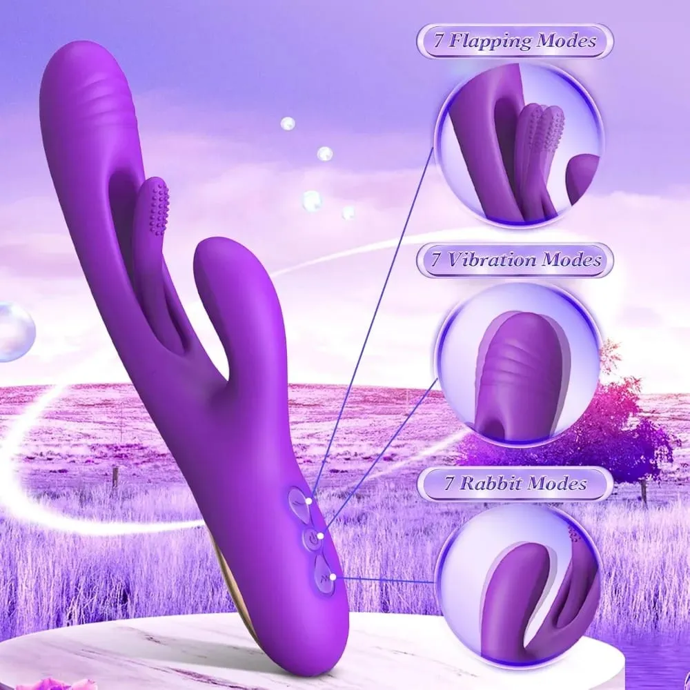 3-I-1 kaninvibrator til kvinder Kraftig bankende flagrende vibrator Klitoralstimulator massageapparat kvindelig G-punkt Finger Dildosex — image 6