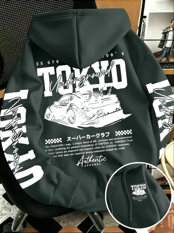 Sweat-shirt à capuche pour hommes, nouvelle collection automne hiver, course souterraine de Tokyo, dessin de ligne imprimé, haut tendance de rue japonaise — image 9