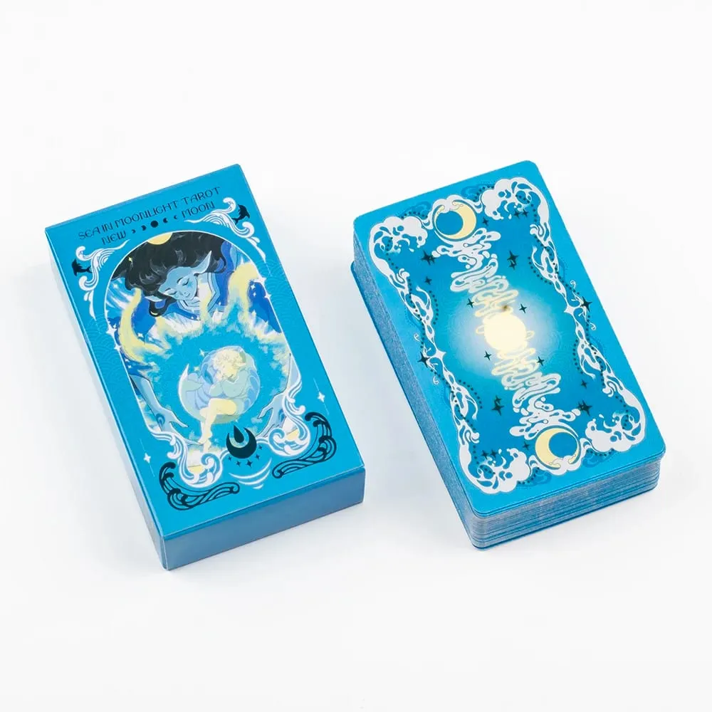 Meer im Mondlicht, Neumond-Tarotkarten, englische Version, 78 Stück, Ozean-Thema, emotionale Heilung, Wahrsagerei, Brettspiel, Tarotkarten — image 4