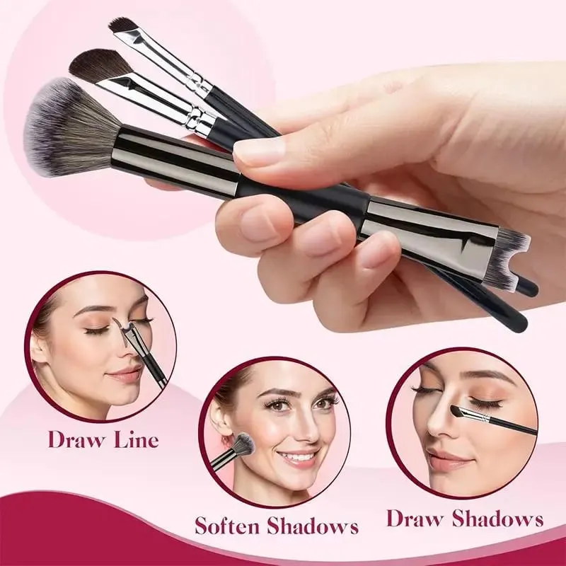 Štětec na make-up s dvojitou hlavou ve tvaru písmene U Sada štětců na kontury nosu Štětec na kontury obličeje pro přesné tvarování nosu — image 1