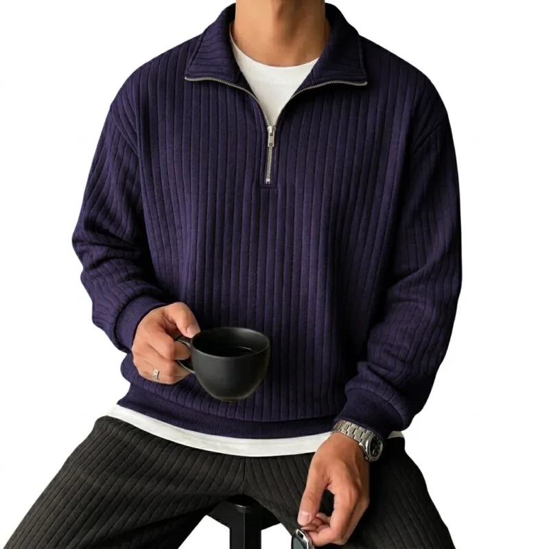 Quarter Zip Ανδρικά Φούτερ Πολυτελή Μονόχρωμες Ρίγες Πουλόβερ Φούτερ με Κουκούλα Γυμναστήριο Άνδρας V Λαιμός Φερμουάρ Πουκάμισα Μακρυμάνικα Ανδρικά Παλτά — image 5