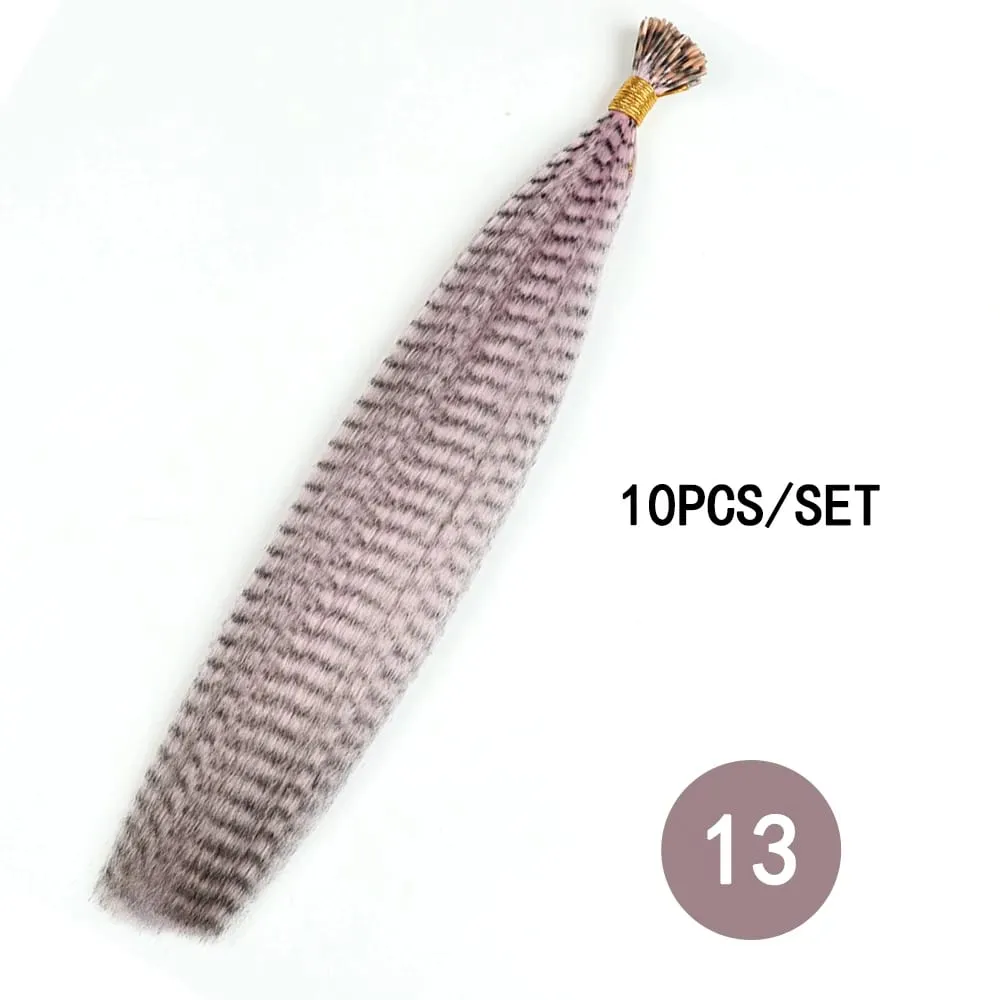Estensioni dei capelli con piume sintetiche colorate 16 pollici 10 pezzi/pacco blu viola per le donne Parrucchino di piume Zebra Line — image 20
