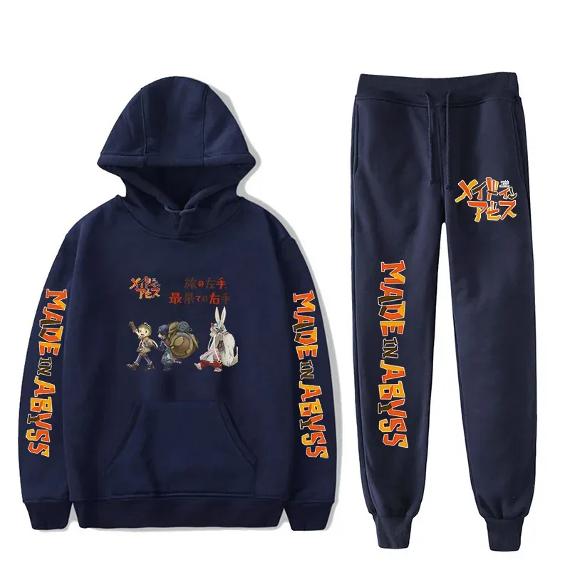 Harajuku Comfortable Made in abyss Print Sweatshirt Sweatpants Suit Men/Women Hoodies+ Trousers Suit Cute 2 Piece Set Clothes — image 38