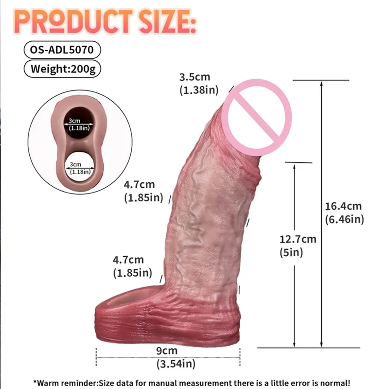 Reusable Penis Sleeve with Realistic Closed Head And Cock Ring Dick Enlargement Comdom Delay Ejaculation Sex Toys for Men — image 9