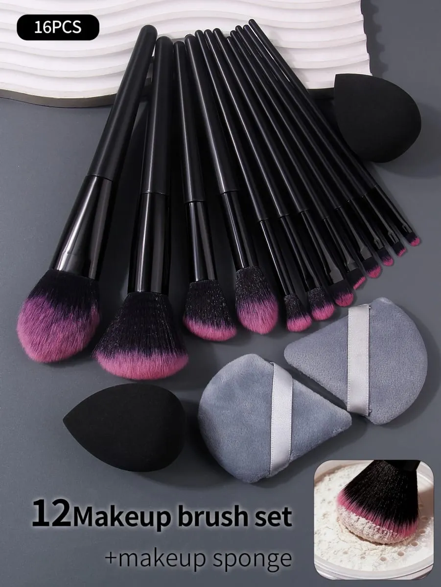 16ks profesionální sada štětců na make-up – měkké nadýchané kosmetické štětce pro podkladové pudrové oční stíny a kosmetické nástroje pro míchání — image 2