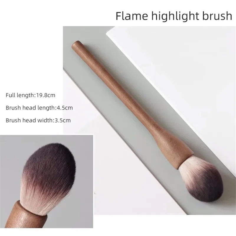 วอลนัทไม้ Handle แปรงแต่งหน้า Loose Powder Foundation Blush Contour แปรง Super Soft ความหนาแน่นสูงแต่งหน้าเครื่องมือแปรง — image 12