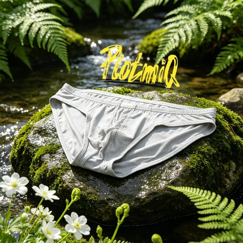 1 peça cueca masculina de cintura baixa sólida cinza biquíni elástico borda simples tecido elástico macio bolsa de contorno 3d cuecas masculinas — image 2