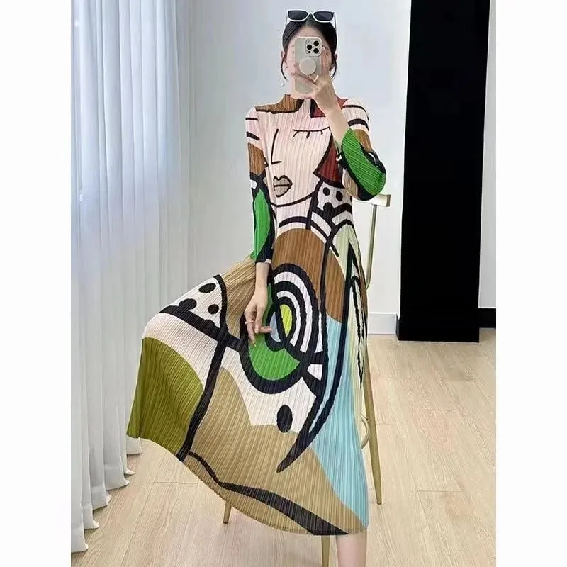 Long Dresses Womens Dresses Spring and Summer new Cartoon Printing Short Sleeve Temperament Fashion Loose Long Dress Female — image 6