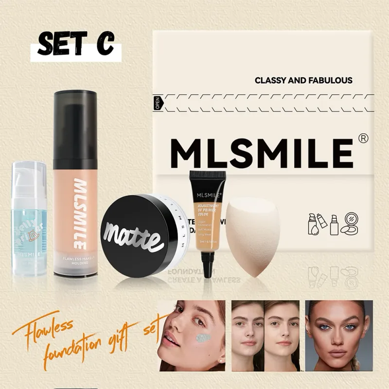 All-in-One-Foundation-Make-up-Geschenkset, vollständig deckender Concealer, Fixierpuder, Make-up-Schwamm, tragbares Gesichtskosmetik-Set — image 9