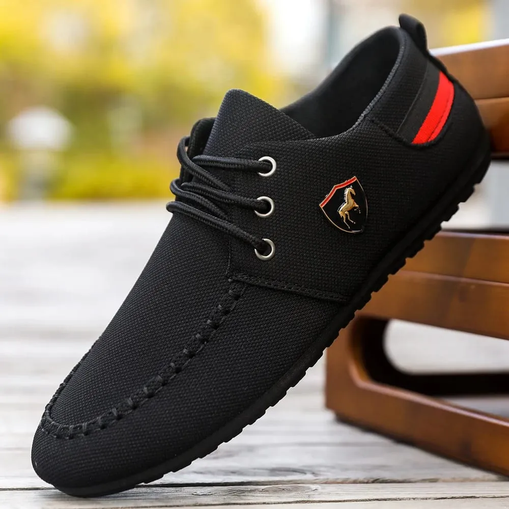 Mocassini casual da uomo in tessuto traspirante, comode scarpe basse stringate con suola morbida, versatili per gli spostamenti quotidiani e l'abbigliamento leggero da lavoro, leggere, resistenti all'usura, non soffocanti sui piedi, comode da indossare a lungo, adatte a molteplici occasioni.
