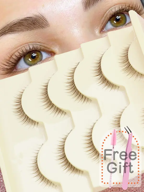 7/5 Paar braune 3D-Nerzwimpern, Seidenwimpern, natürliche lange falsche Wimpern, dramatisches Volumen, gefälschte Wimpern, Make-up-Wimpernverlängerung — image 2