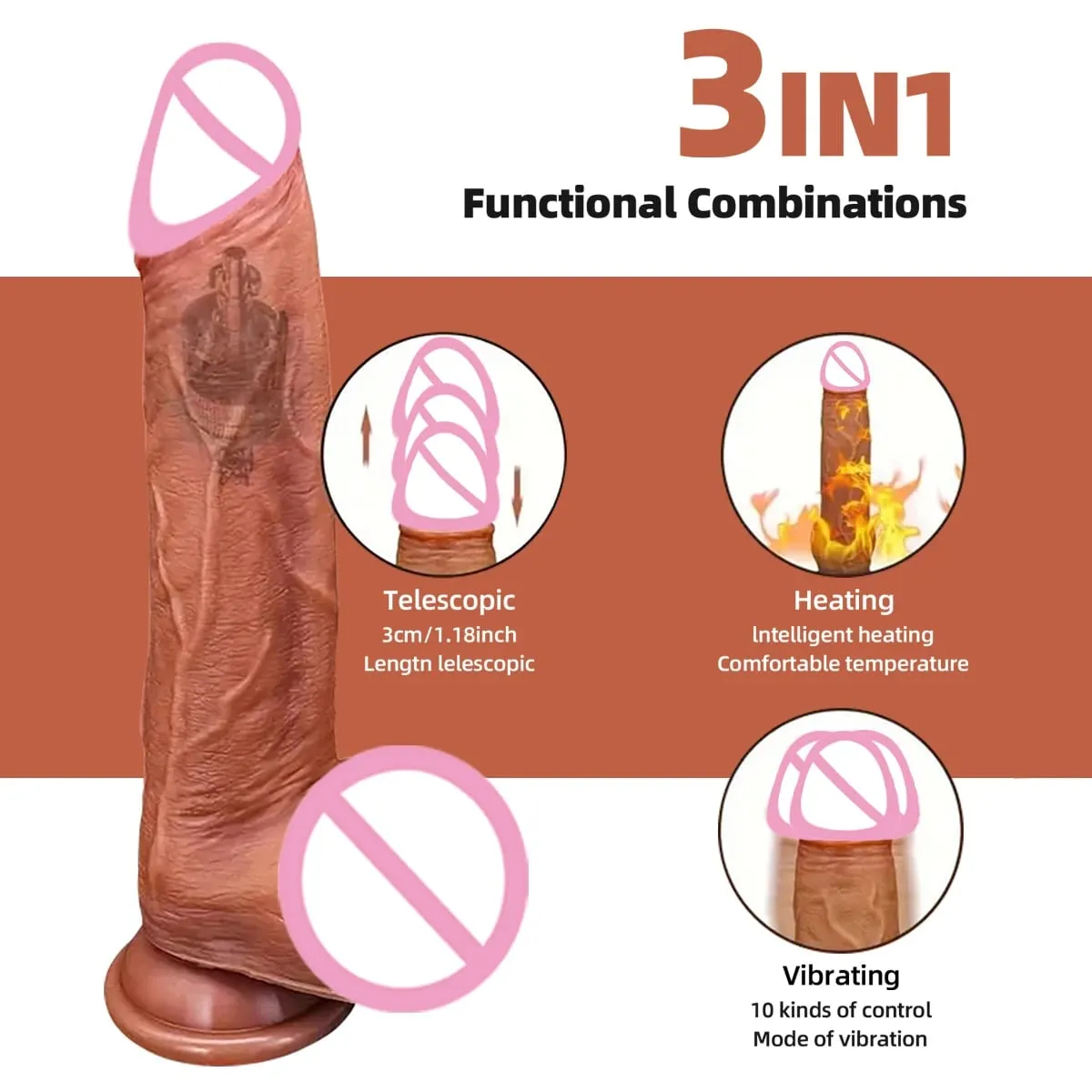 Vibrator Dildo Realistik Wayarles Jauh Berputar Cawan Sedutan Zakar G-spot Perangsang Kelentit Mainan Seks Teleskopik Bergetar Dildo — image 2