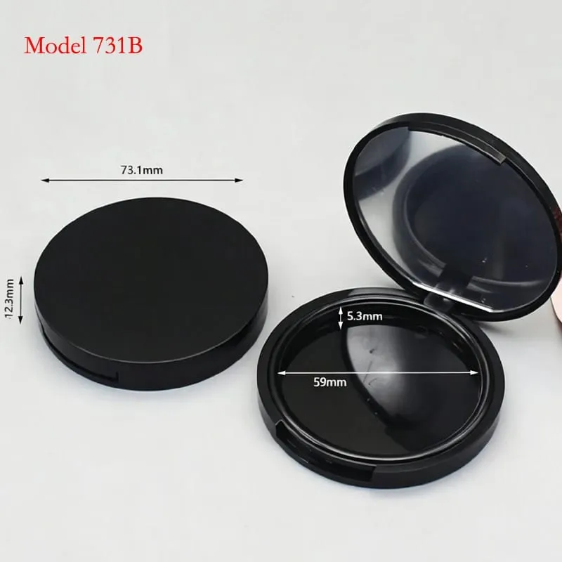 Batchpris for sort farve rund form plast makeup emballage Tom kompakt pulveretui Pulver Blusher Container — image 6