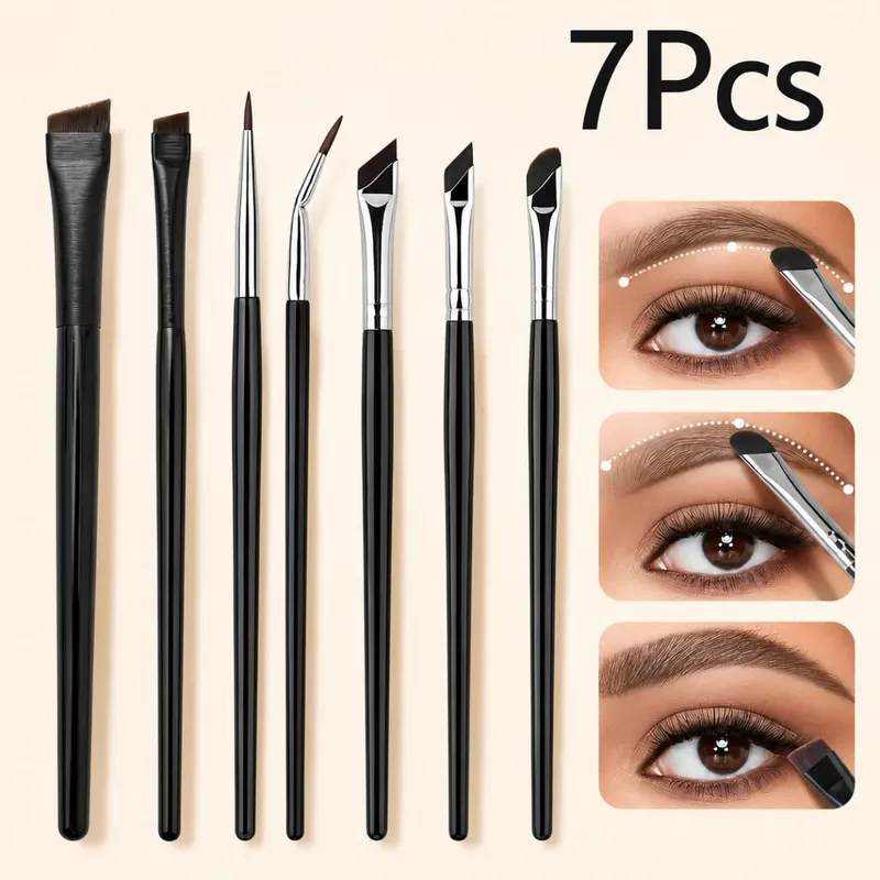 5/7 darabos Precision szemsmink ecsetkészlet | Scythe & Angled Eyeliner szemöldökkefék hosszú nyelű, megfordítható kialakítással