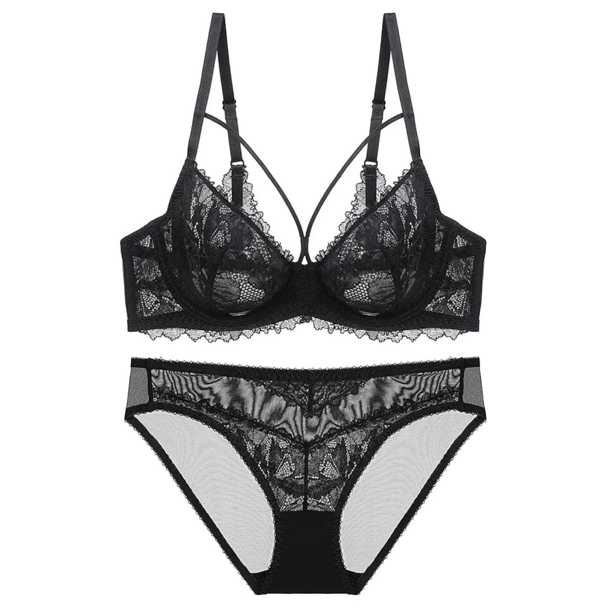 ผู้หญิงบาง Unpadded SHEER Lace Minimizer Bra กางเกงชุดหน้าอกใหญ่ลด Breathable Elegant Daily ชุดชั้นในสตรีชุดชั้นในชุด — image 4