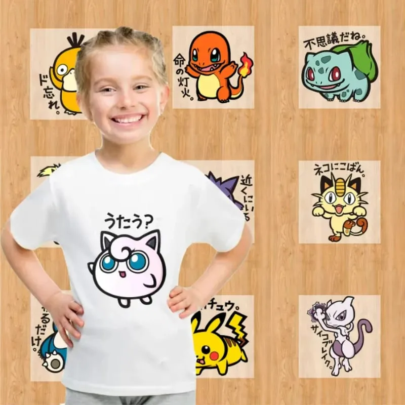2pcs Pokemon Heat Transfer Stickers Anime Print Decoration Iron on Patches Clothes Stickers DIY T Shirt for Girls Boys Appliqued — image 1