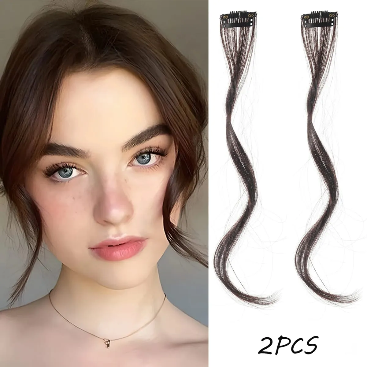 2PC Frangia Sintetica Parrucca Estensioni Dei Capelli Ricci Clip-on Lato Frontale Frangia Bionda Ondulata Lunga con Clip Frangia Invisibile Hai Falso — image 10