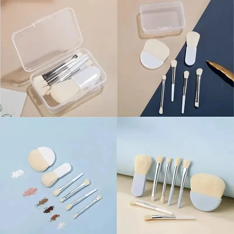 6Pcs Mini Travel Makeup Brushes Set with Clear Box Portable Cosmetic Powder Foundation Blush Blending Concealer Make Up Brushes — image 6