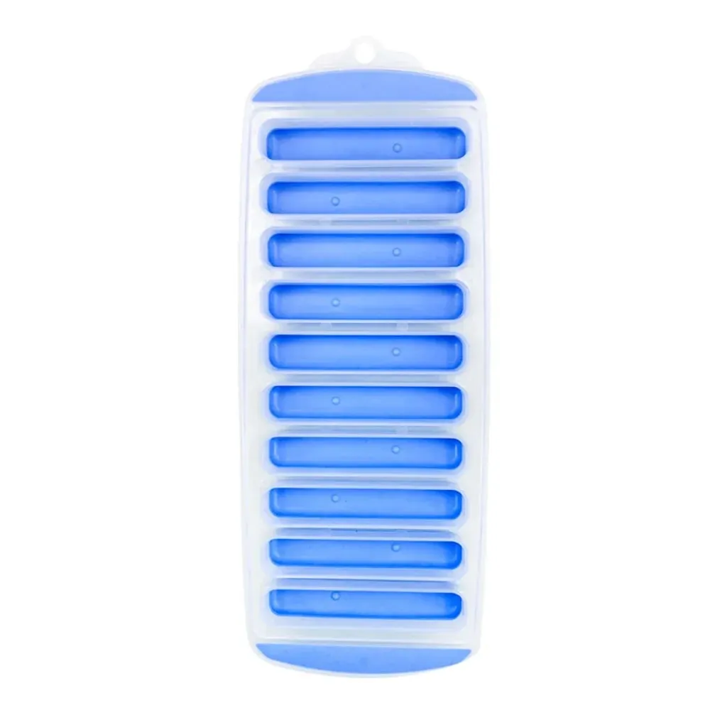 DIY 10 Holes Long Strip Ice Cube Mold with Lid Silicone Ice Cube Tray Homemade Ice Block Mold Cold Drink — image 5