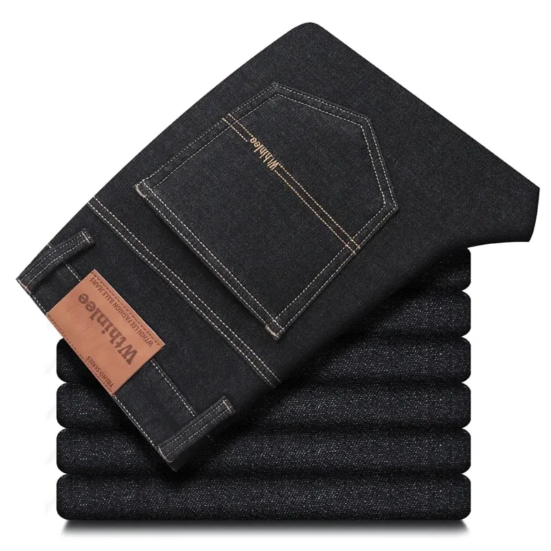 Seluar Jeans Lelaki Musim Gugur Musim Sejuk Klasik Retro Denim Kelabu Seluar Lelaki Kerja Slim Lurus Stretch Cotton Seluar Streetwear Plus Saiz 40 — image 9