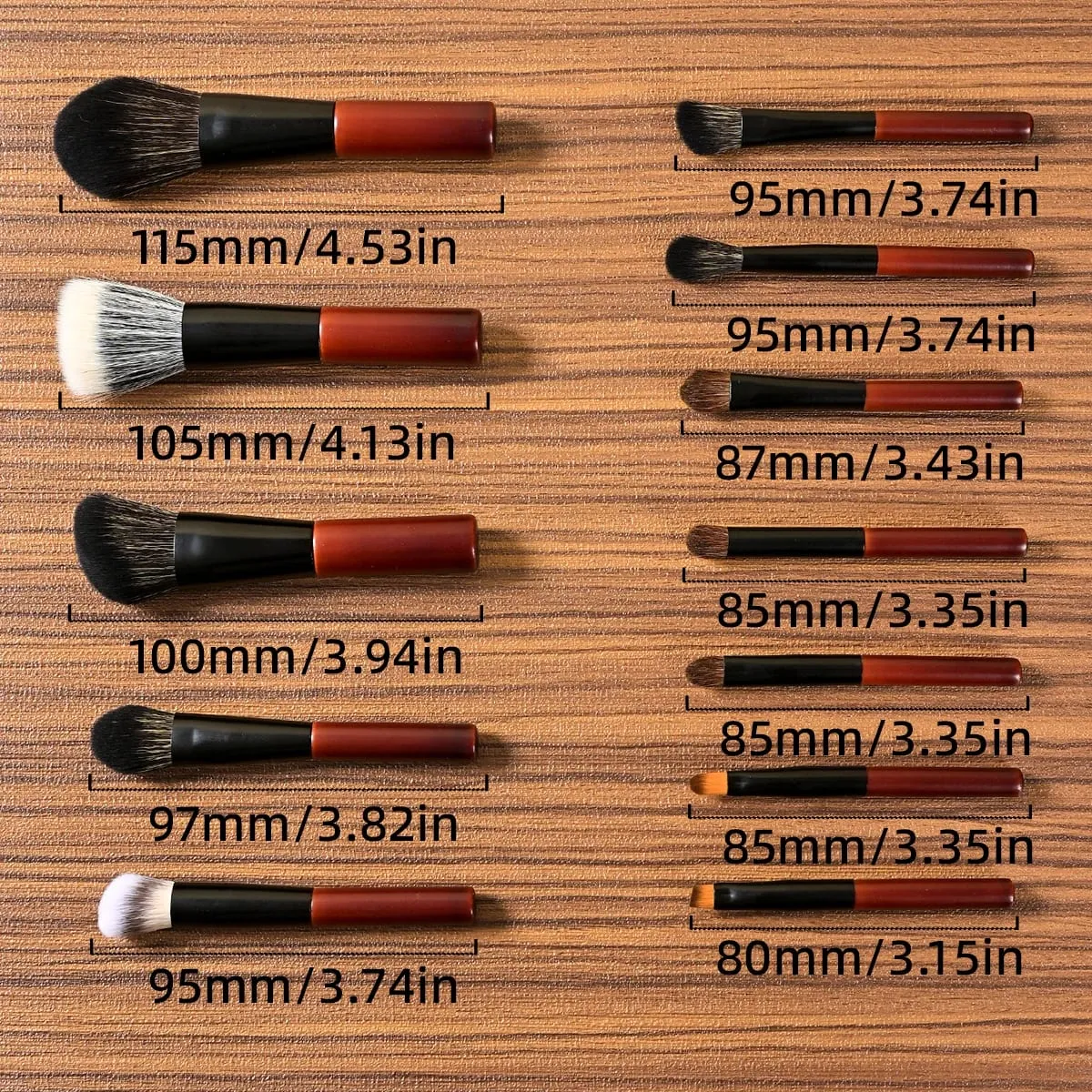 13-teiliges Walnuss-Make-up-Pinsel-Set in Reisegröße, professionelle Mini-Make-up-Pinsel ohne Schuppen und Bräune mit Etui — image 6