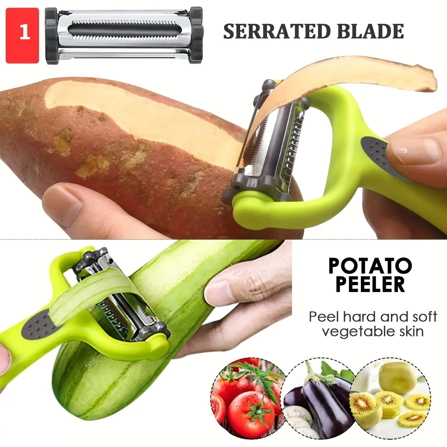 Pelapatate multifunzionale 3 in 1 per frutta e verdura, grattugia e trituratore: l'utensile da cucina definitivo Accessori da cucina — image 9