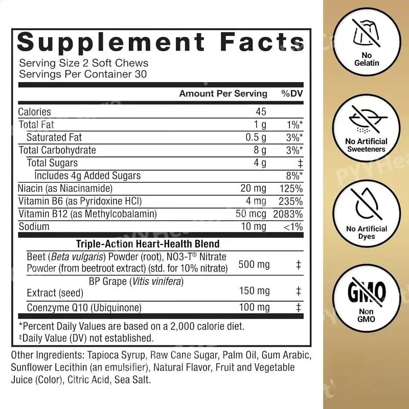 Gummie z červené řepy s vitamíny B CoQ10 Extrakt z hroznových jader Rostlinné měkké žvýkačky Denní energetický doplněk — image 6