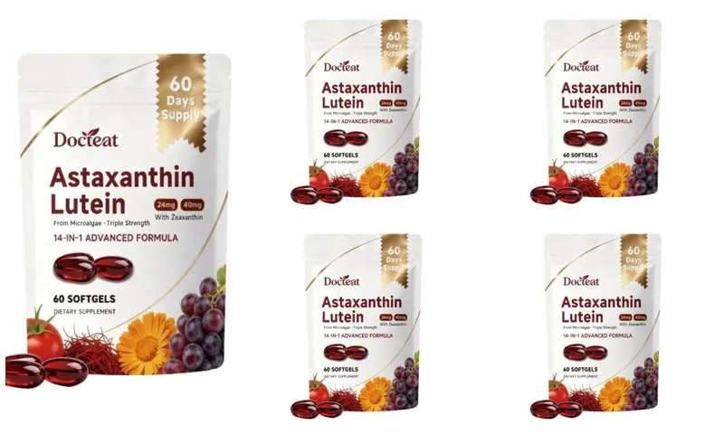 Augenergänzungsmittel mit dreifacher Stärke, Lutein, Astaxanthin und Zeaxanthin, Sehunterstützung bei Bildschirmblendung und digitaler Augenbelastung, 60 Kapseln