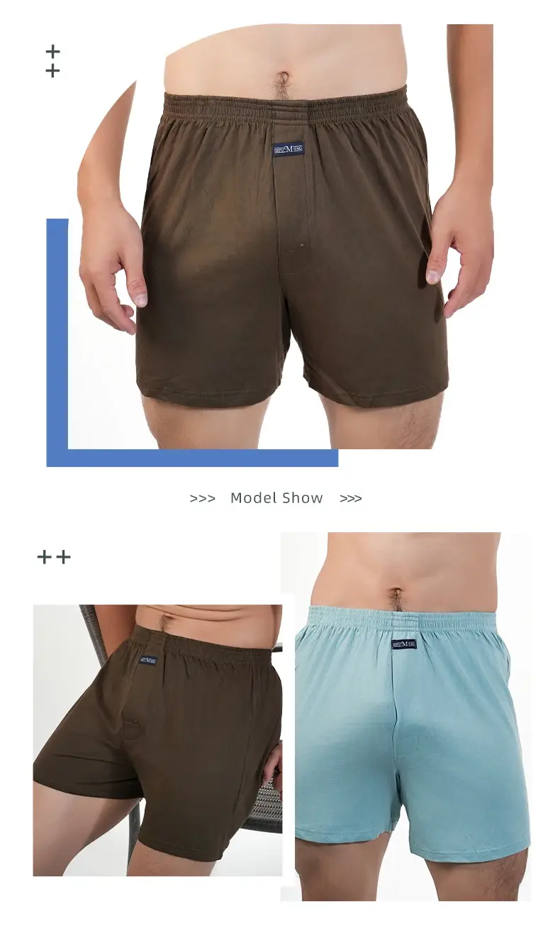 1 STÜCK Große Unterhose Solide Pyjamahose Zu Hause Plus Größe Boxershorts Für Männer Hohe Taille Allo Hosen Baumwollhosen Schlafhosen — image 5