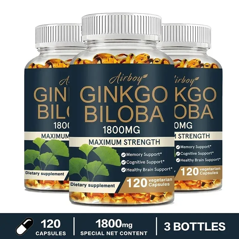 Ginkgo Biloba Capsules - Boost Brain Improve Memory and Cognitive Abilities Improve Blood Circulation