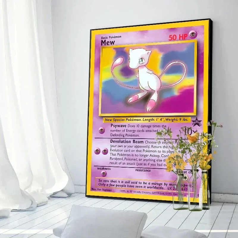 Pokemon Basis ชุด 1996 จาก Engels การ์ด Shining โปสเตอร์ภาพวาดผ้าใบพิมพ์สีน้ำ Wall Art ภาพตกแต่งบ้านของขวัญ
