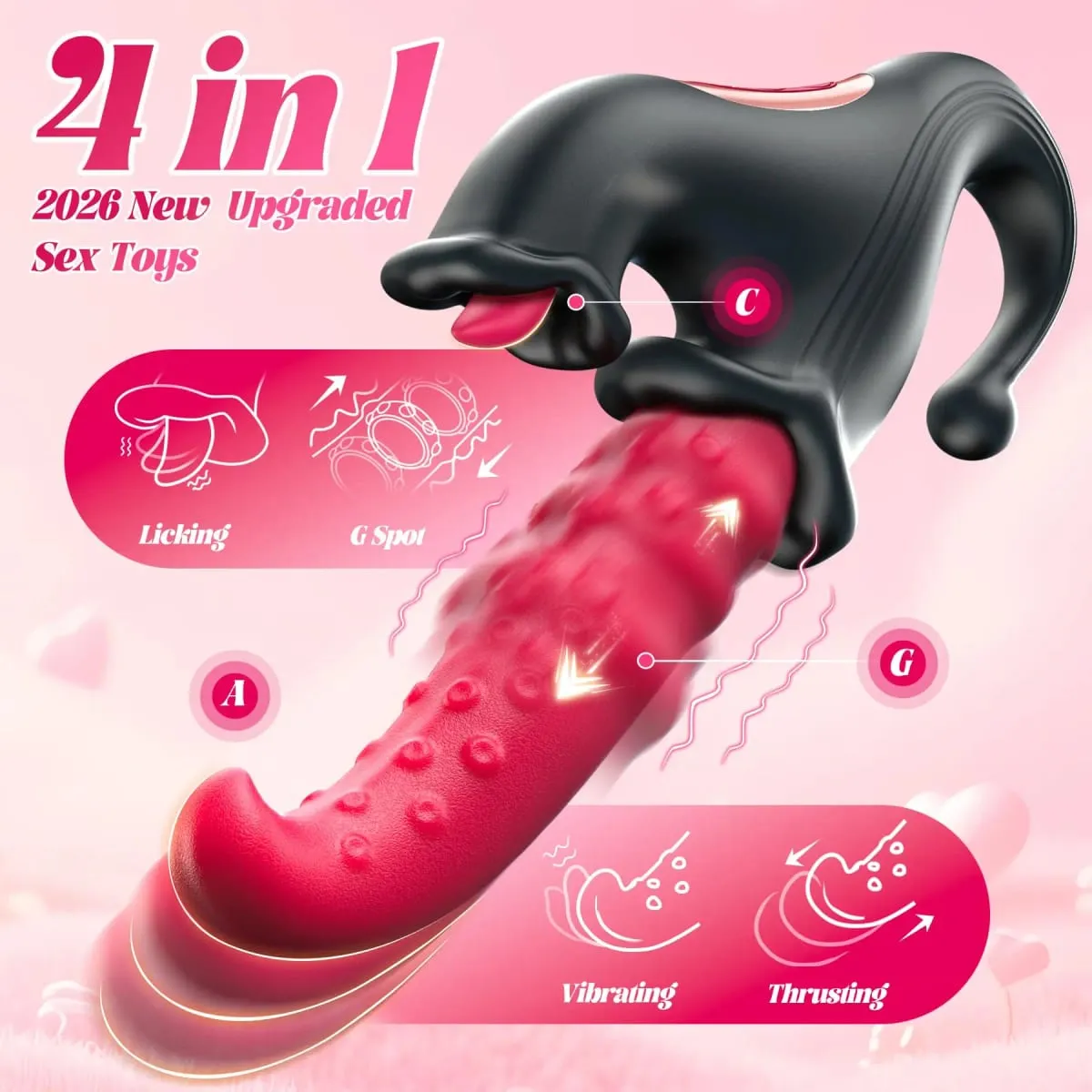 Výkonný Thrusting Lilicking Vibrator G Stimulátor klitorisu Vibrační vaginální masážní přístroj Sexuální hračka pro dospělé pro ženy pro páry — image 2