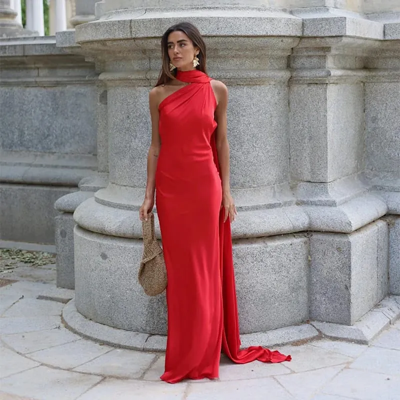 Elegante Band Halter Kleid Frauen Solide Off Schulter Ärmellose Backless Schlank Maxi Kleider 2025 Sommer Herbst Party Roben Dame — image 13
