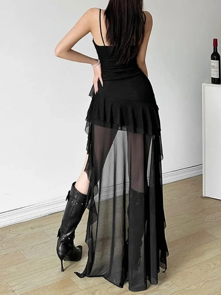 2026 Y2k Aesthetic Irregular Ruffled Dress Sexy Backless Harajuku Pleated Dresses Streetwear Sleeveless Bodycon Vestido De Mujer — image 7