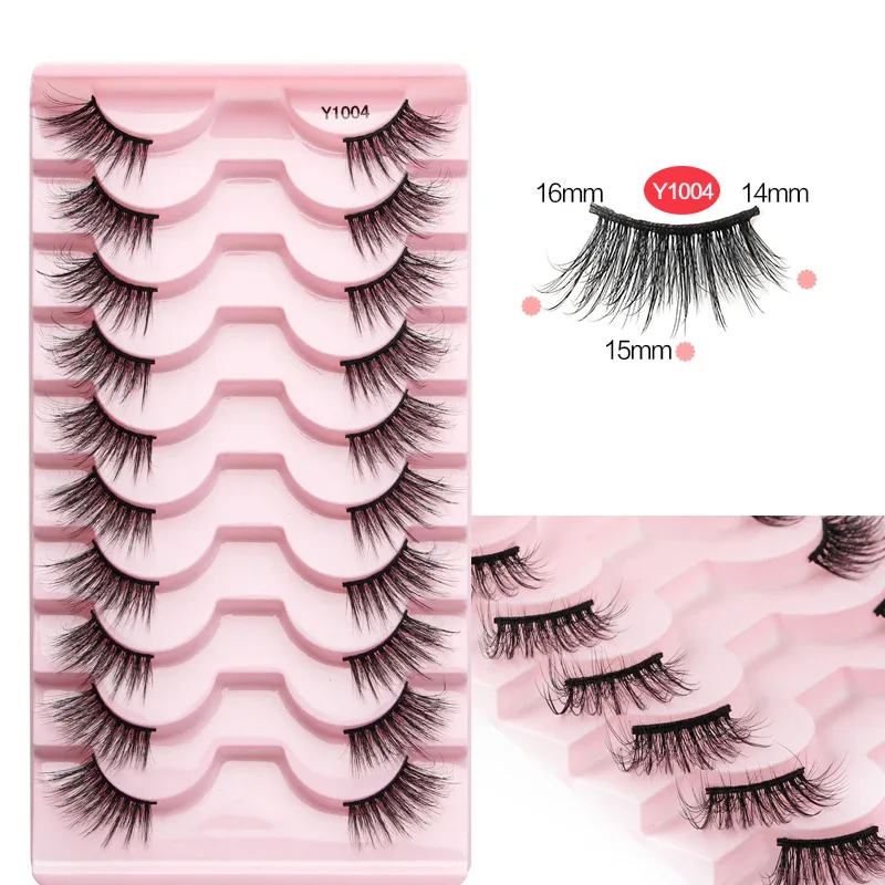 Mezze Ciglia Cat Eye Ciglia 3/5/10 Paia Ciglia Finte Soffici Morbide Aspetto Naturale Fascia Trasparente 3D Ciglia di Visone Estensione trucco