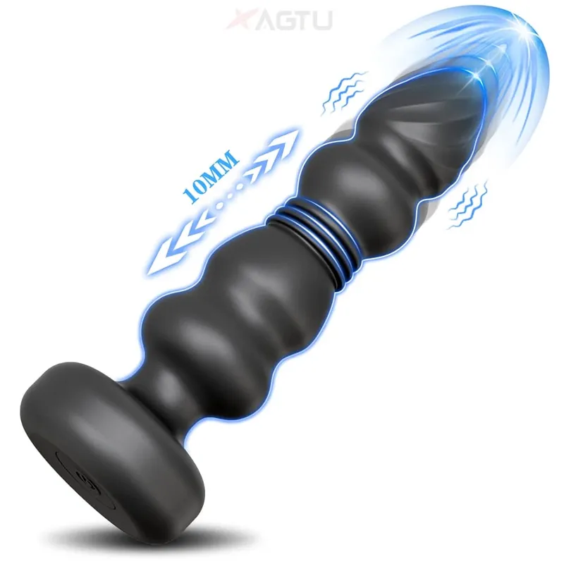 Vibrador con tapón Anal de empuje, tapón Anal, masajeador de próstata masculino, estimulador telescópico del punto G, Juguetes sexuales para mujeres y hombres 18+