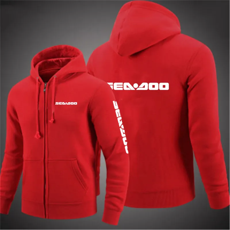 Sea Doo Seadoo Moto 2023 hommes nouveau manches longues coton couleur unie fermeture éclair sweats à capuche pour couple personnalisé sweat à la mode hauts — image 8