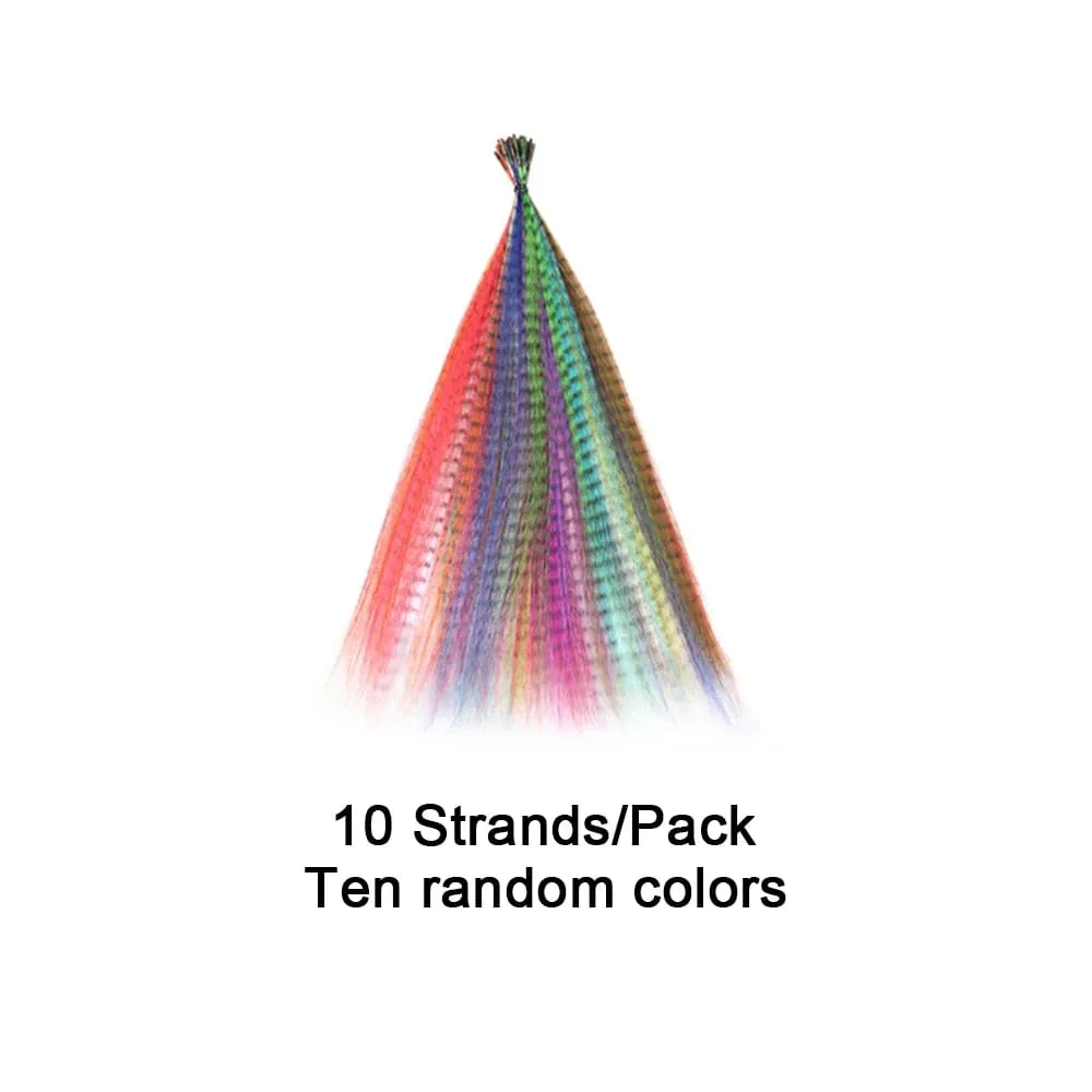 Synthetic Colored I-Tip Faux Feather Hair Extensions 16" 10 Strands/Pack Women's Heat Resistant Fiber Wig Accessories — image 20